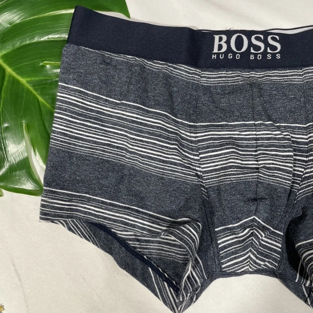NEW‎ $37 Hugo Boss [ Small ] Striped Underwear Boxer Brief in Grey/Blue
